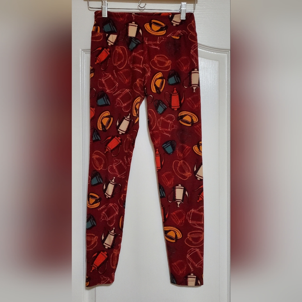 LuLaRoe Women's Patterned Leggings - Red and Orange